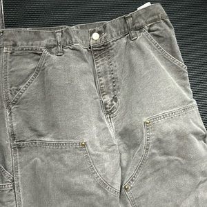 NWOT carhartt double knee pants faded black denim stone washed